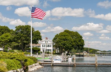 Tekneler ve evler, Connecticut Mystic Seaport görünümünü