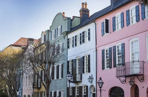 Facade of the Rainbow Row Charleston South Carolina — Stock Photo, Image