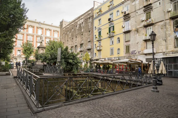 Ruins of the greek walls in Piazza bellini, Naples, Italy — Stock Photo, Image