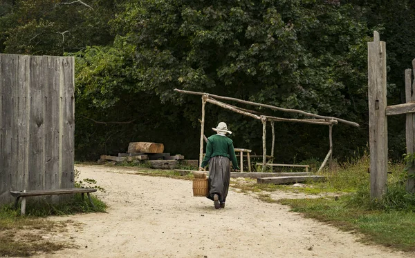 Actors perfroms at the Pilgrim Homes, Plimoth, Massachusetts — Stock Photo, Image