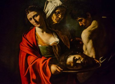 NAPLES, ITALY, JULY 7, 2019 : original paint from Michelangelo Merisi da Caravaggio in an exhibition in Museo di Capodimonte in Naples, Italy clipart