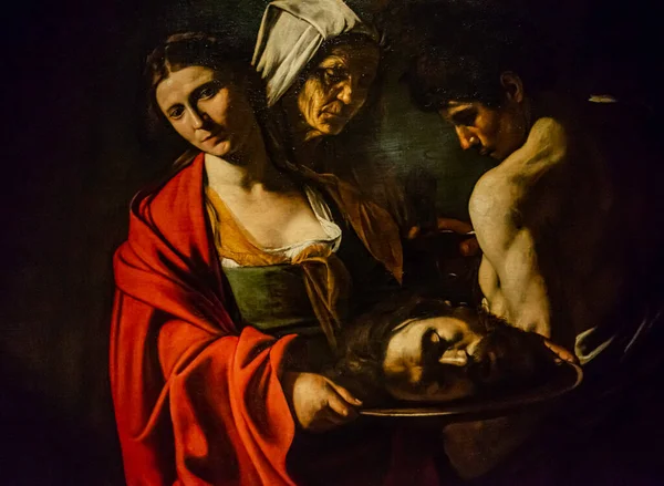 NAPLES, ITALY, 7 Temmuz 2019: Napoli, İtalya 'daki Museo di Capodimonte' de sergilenen Michelangelo Merisi da Caravaggio 'dan orijinal boya