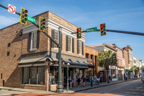 Charleston South Carolina Eua Março 2019 King Street Histórica Com — Fotografia de Stock