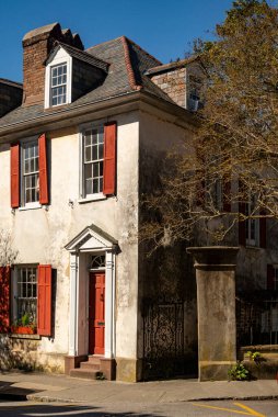 Charleston, Güney Carolina, ABD 'deki tarihi şehir merkezi renkli binalar