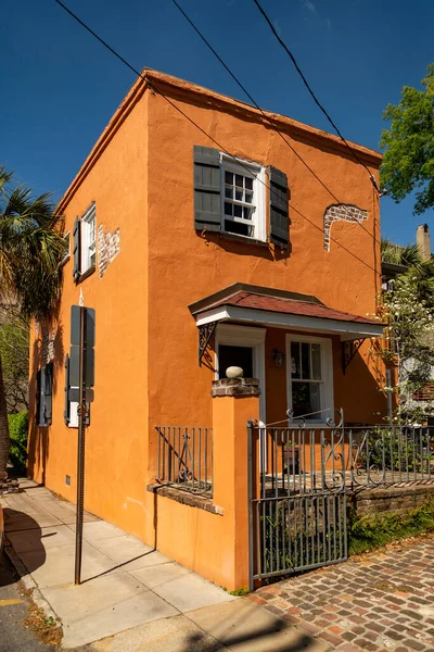 Historical Downtown Colored Buildings Charleston South Carolina Usa — Stock Photo, Image