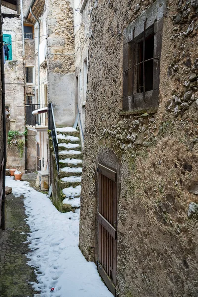 Talyan Köylerinin Resimli Eski Sokakları Scanno Abruzio Talya — Stok fotoğraf