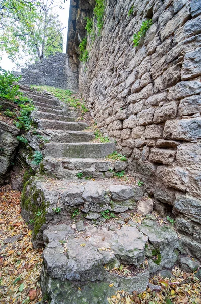 Escadas Pedra Natural Paisagismo Uma Fortaleza Italiana — Fotografia de Stock