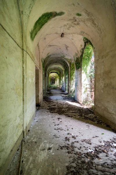 Espace Intérieur Dans Asile Fous Abandonné Leonardo Bianchi Naples Italie — Photo