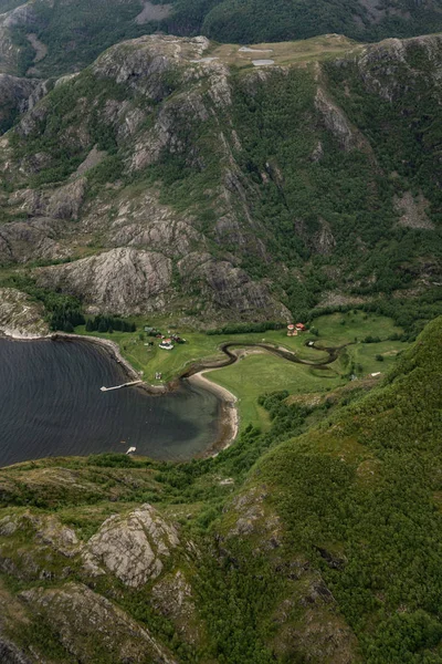 Vue Aérienne Nature Norvégienne Norvège — Photo