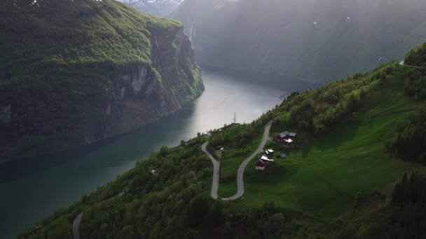 Norveç Batı Kıyısında Fiyort Geiranger — Stok video