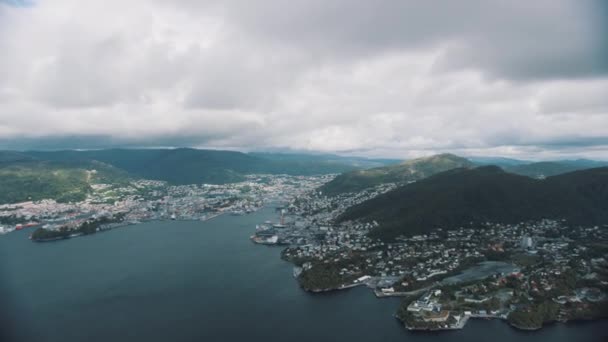 Norveççe Batı Sahil Şehri Bergen — Stok video