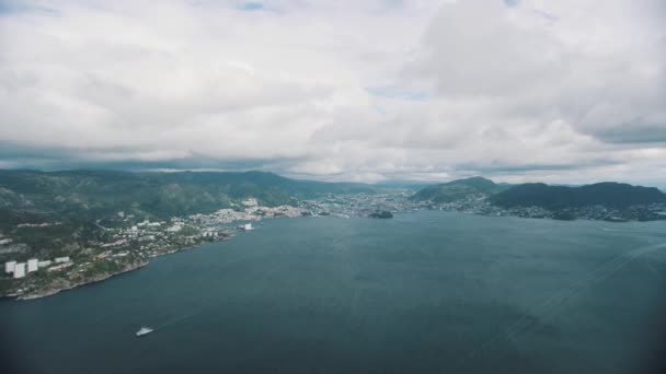 Norveççe Batı Sahil Şehri Bergen — Stok video