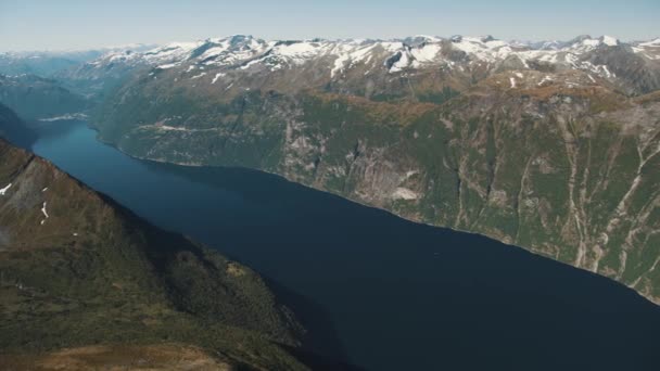 Verbazingwekkende Fjord Van Geiranger Noorwegen — Stockvideo