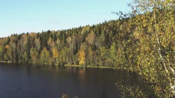 Herfst Lake Van Reflectie Noorwegen — Stockvideo