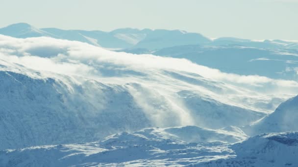 Cloudy Snowy Mountain Area North — Stock Video