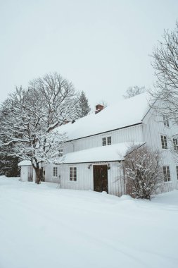 Karlı kış ev Güney Norveç'te