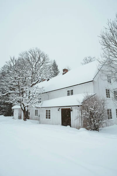 Snowy Winter House South Norway Stock Photo