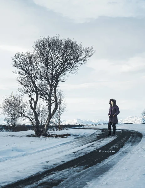 Een Meisje Buiten Winter Scandinavië — Stockfoto