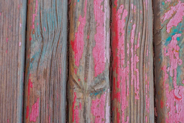 Старая Деревянная Красная Скамейка Крупным Планом Вид Сверху — стоковое фото