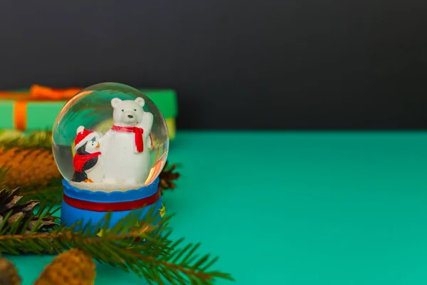 Christmas Background Snow Globe Copy Space — Stock Photo, Image