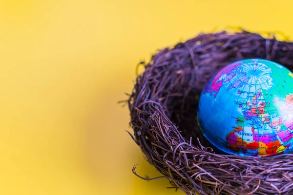 Globus Mit Dem Nest Konzept Des Friedens Auf Erden — Stockfoto