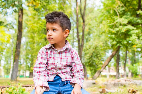 Retrato de um menino na floresta — Fotografia de Stock