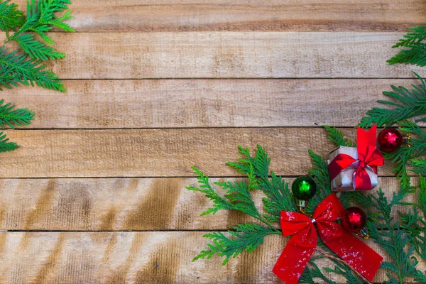 Año Nuevo y Navidad fondo de madera con espacio de copia — Foto de Stock