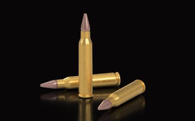 Koyu arka plan üzerinde mermi. 3D render