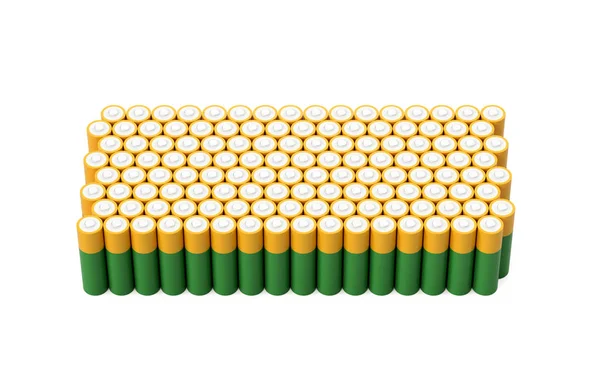 Batteriezellen Auf Weißem Hintergrund Darstellung — Stockfoto