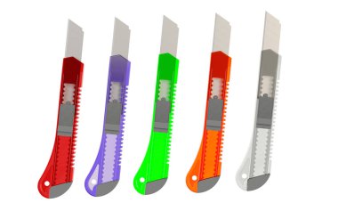 Plastik bıçaklar için açık renkli kağıda. 3D render