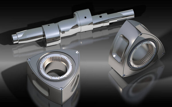 Детали от мотора Ванкеля. 3D рендеринг

