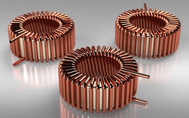 Ferrite Toroid Inductor for Switching Power Supply. 3D rendering. clipart