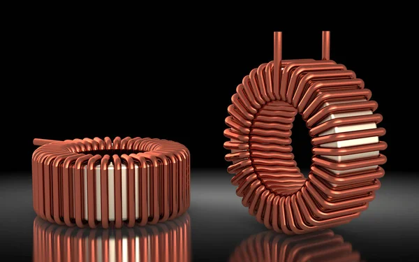 Ferrite Toroid Inductor Para Conmutación Fuente Alimentación Renderizado — Foto de Stock