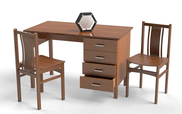 Old Style Chair Desk Table Rendering — Stock Photo, Image