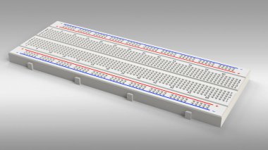 Tek prototip Kurulu (breadboard). 3D render.