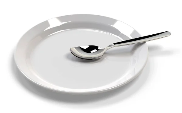 Empty dish with spoon — Stock Photo, Image