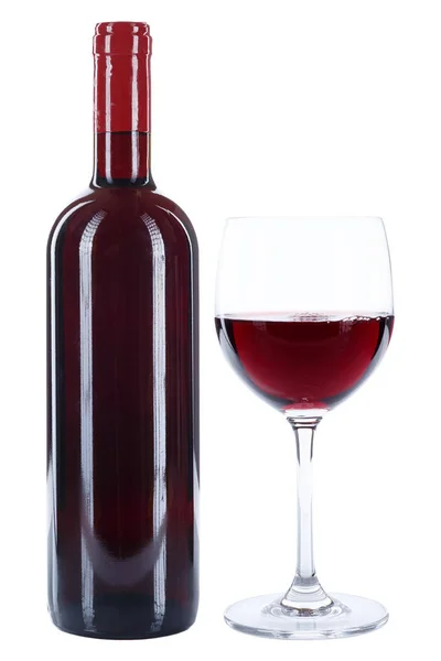 Бутылка Вина Стеклянный Алкоголь Красный Напиток Изолирован Белом Фоне — стоковое фото