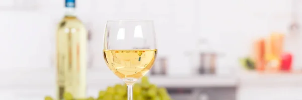 Witte Wijn Banner Alcohol Copyspace Kopie Ruimte — Stockfoto