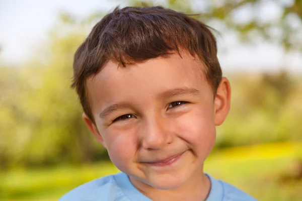 Criança Criança Menino Pequeno Retrato Exterior Rosto Livre Fora Primavera — Fotografia de Stock