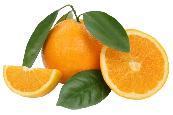 Orange Fruit Oranges Leaves Isolated White Background — Stock Photo, Image