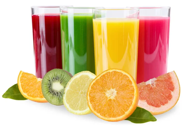 Smoothies Jus Dans Des Oranges Fruits Verre Isolés Sur Fond — Photo