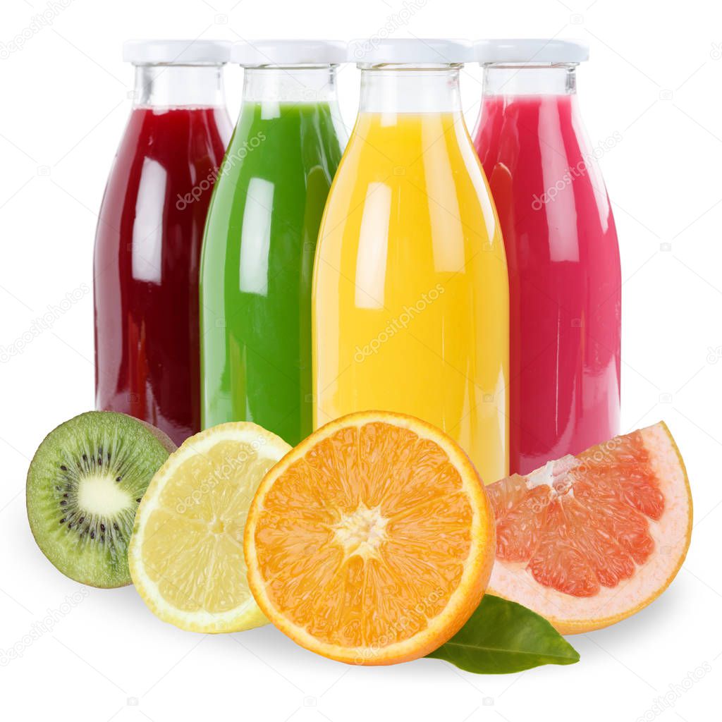 Juice smoothie fruit smoothies fruits in bottle isolated on a white background