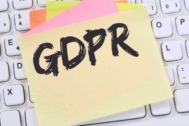 Gdpr genel veri koruma yönetmeliği AB Avrupa Birliği Web siteleri internet bilgisayar notepaper iş kavramı Resepsiyon klavye