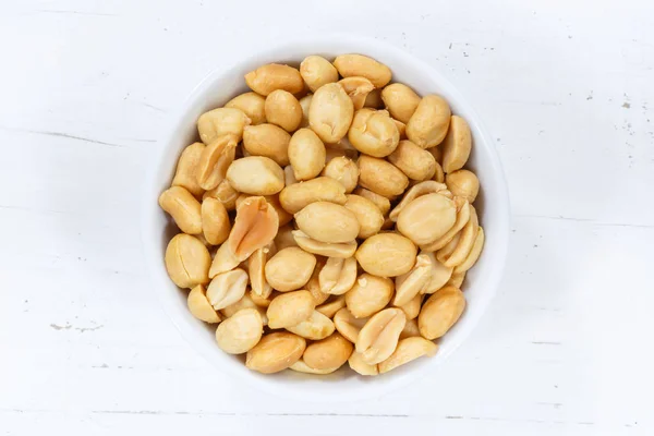 Peanuts Nuts Bowl Wooden Board Wood — Stock Photo, Image