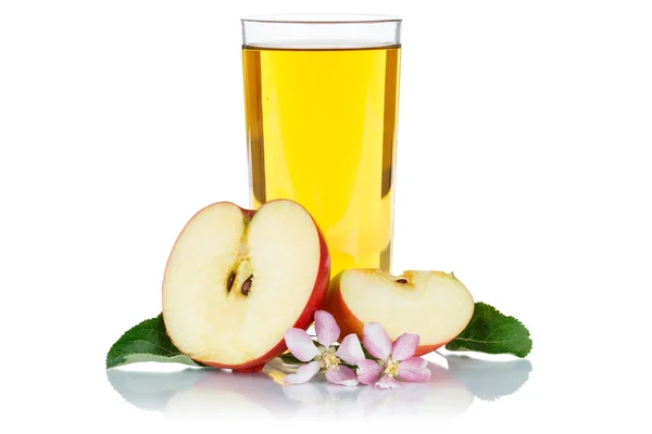 Apple Juice Ett Glas Äpplen Frukt Färsk Frukt Isolerad Vit — Stockfoto