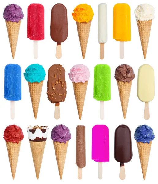 Collection Ice Cream Ice Cream Icecream Square Variety Stick Isolated — Stock Photo, Image