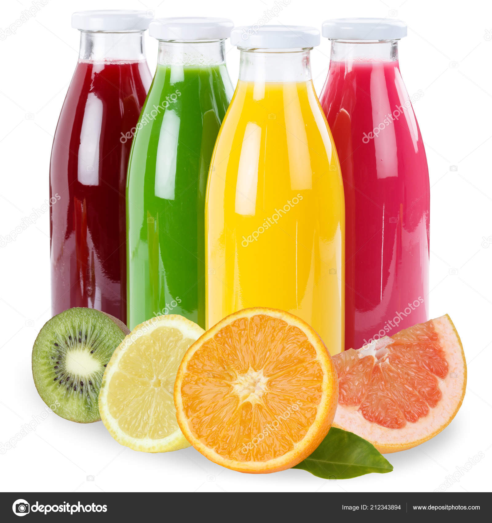 Fruit Juice Fruits Bottle Isolated White Background — Stock Photo © Boarding2Now #212343894