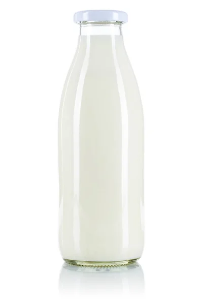 Μπουκάλι Γάλα Που Απομονώνονται Λευκό Φόντο — Φωτογραφία Αρχείου
