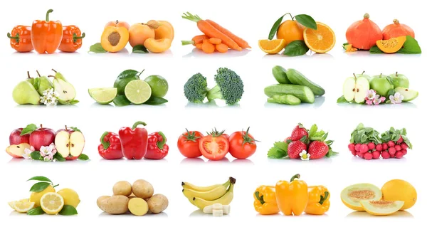 Fruits Vegetables Collection Isolated Apple Tomatoes Orange Pears Banana Colors Stock Image