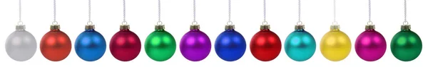 Palle Natale Baubles Banner Colori Decorazione Una Fila Isolata Uno — Foto Stock